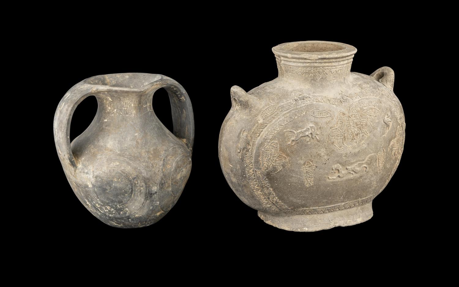 Two Chinese Grey Pottery Vessels