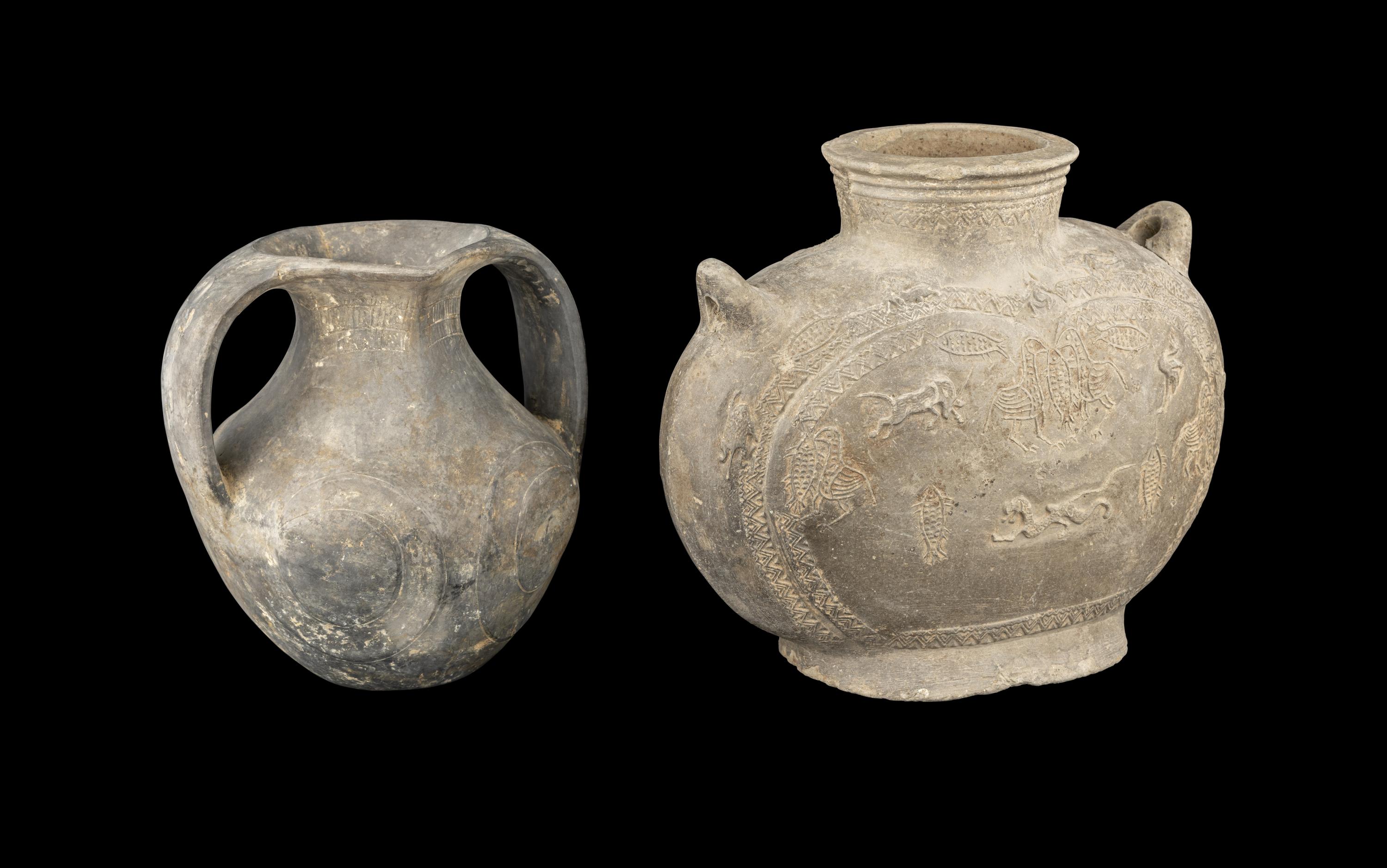 Two Chinese Grey Pottery Vessels