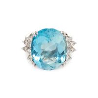 AQUAMARINE AND DIAMOND RING