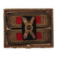 Pair of Artillery 1st Lieutenant's Shoulder Straps & Bullion 1st Artillery Insignia in Half of a Tintype Case