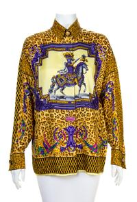 A Gianni Versace Silk Atelier Print Shirt, Size 42.