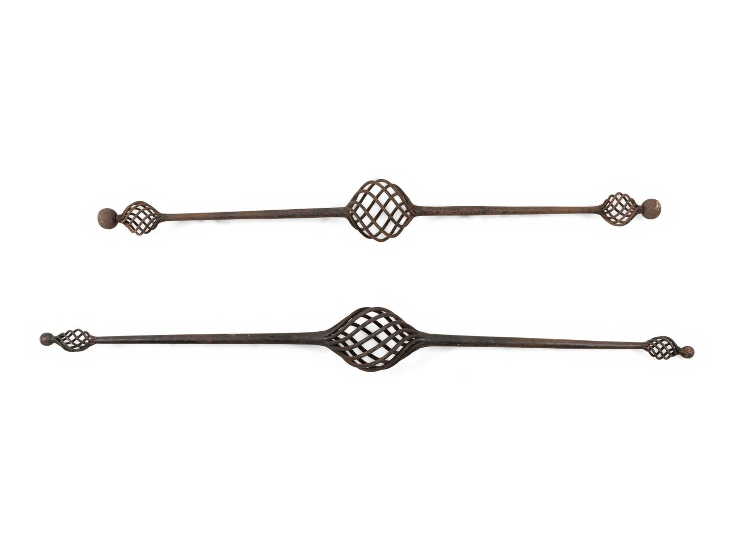 A Pair of Continental Iron Baluster-Twist Andirons