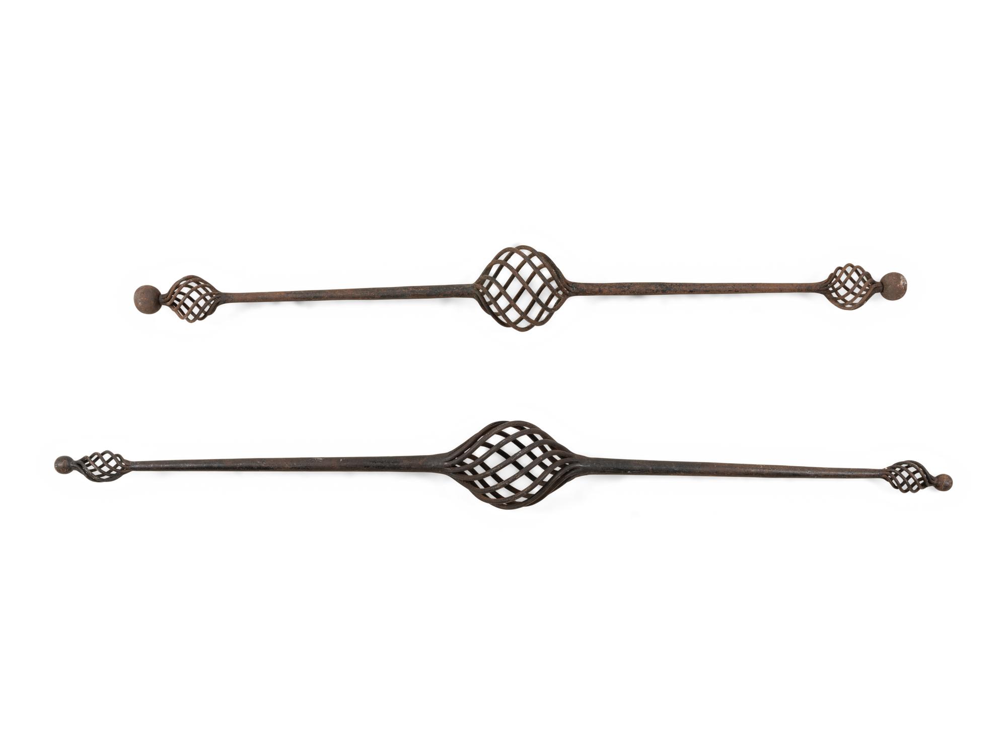 A Pair of Continental Iron Baluster-Twist Andirons
