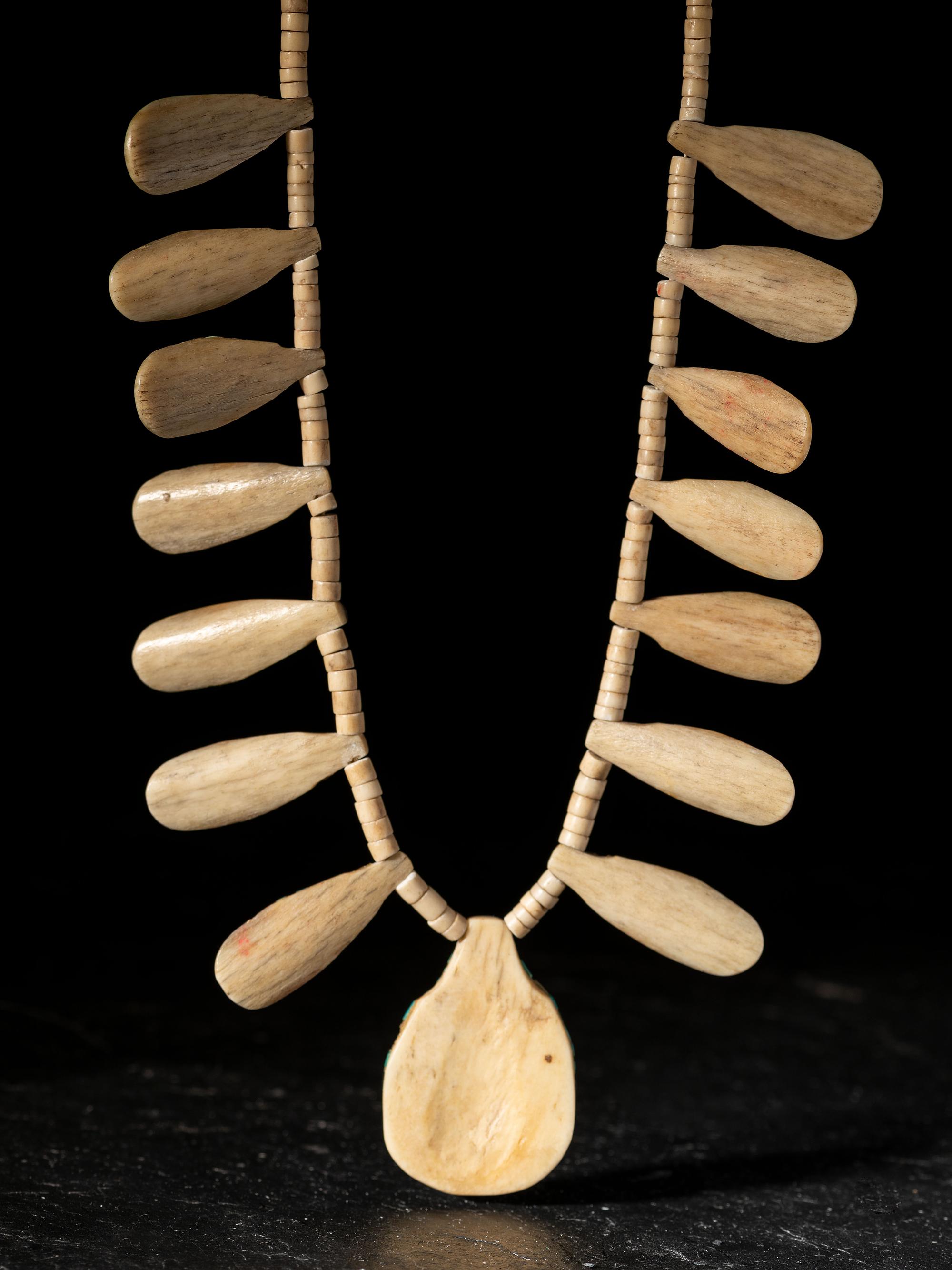 Kewa Depression Era Mosaic Inlay Tab Necklace