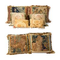 A Group of Eight French Aubusson Tapestry Pillows