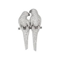 DIAMOND AND COLORED DIAMOND PARROT BROOCH