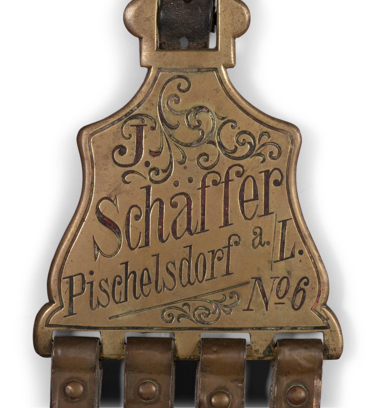 A German Leather and Engraved Brass Horse Harness