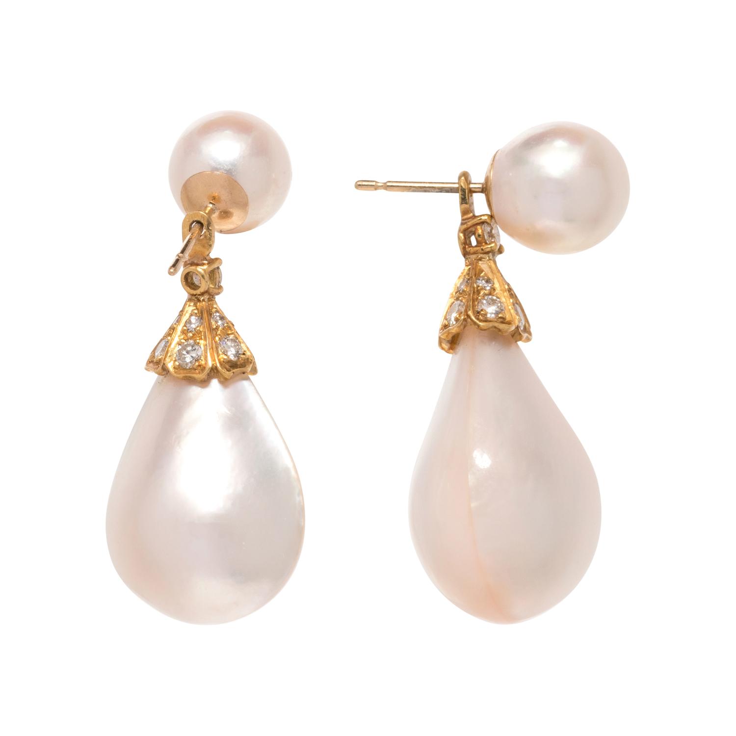COLLECTION OF MABE PEARL AND DIAMOND JEWELRY