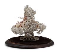 A Victorian Shellwork Basket of Flowers
