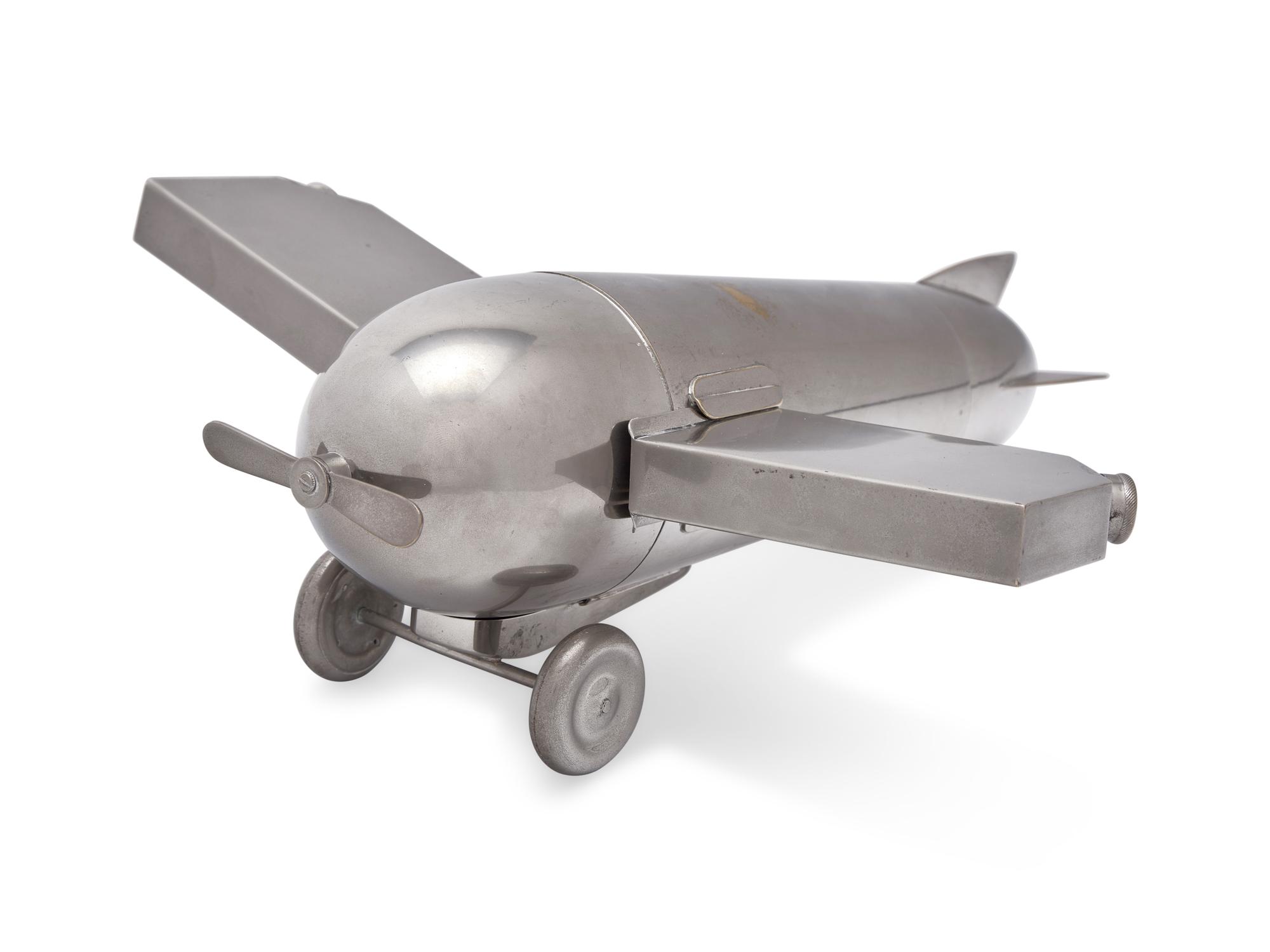 An Art Deco Silver-Plated Airplane Cocktail Shaker Set