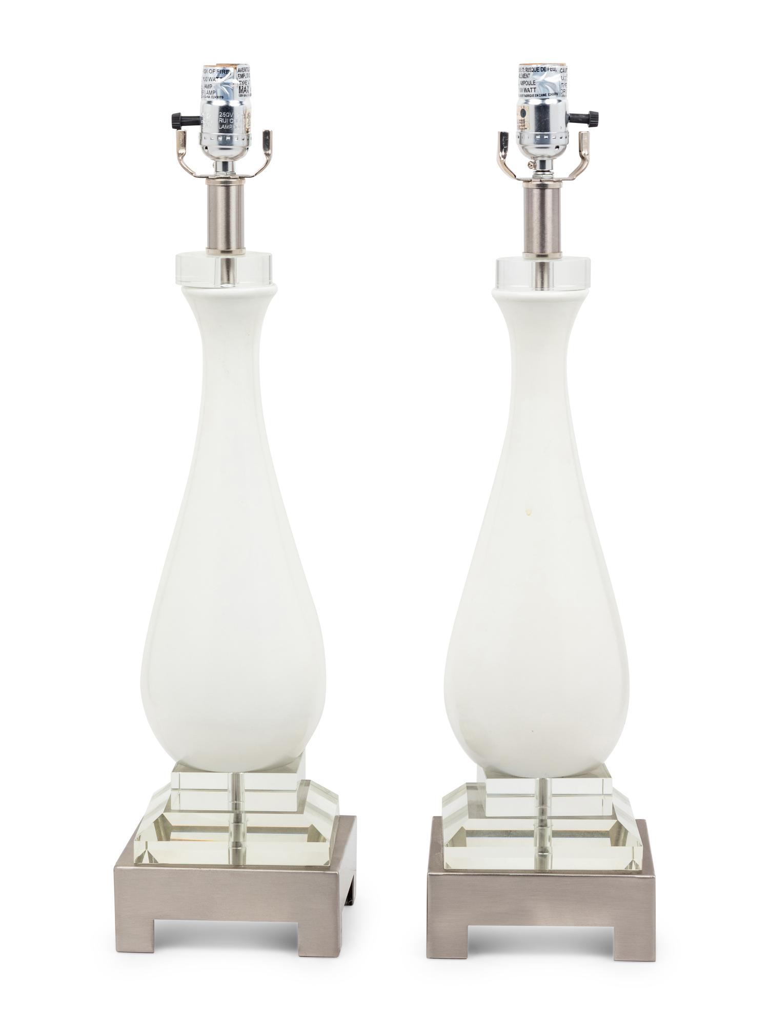 A Pair of Contemporary Table Lamps with Cut-Out Shades