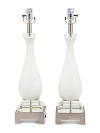 A Pair of Contemporary Table Lamps with Cut-Out Shades
