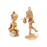 RUSER, COLLECTION OF YELLOW GOLD AND PEARL CHERUB JEWELRY