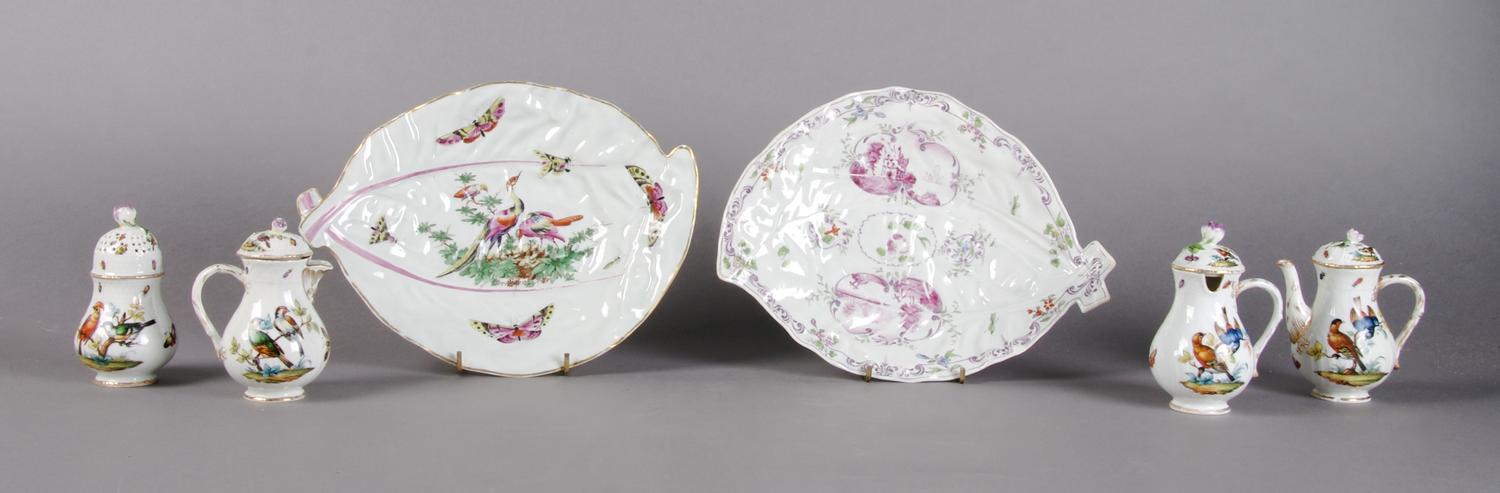 A Collection of Four German Porcelain Vessels, Height of tallest 4 1/2 inches.