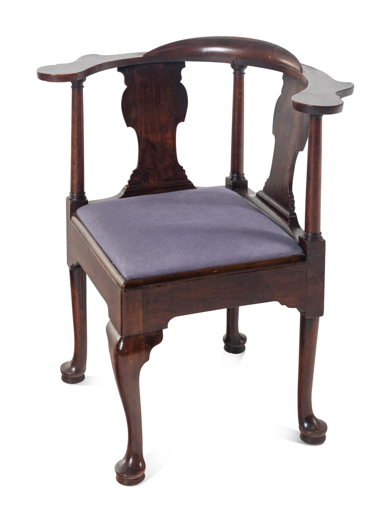 A George II Mahogany Corner Armchair
