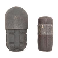 Two Excavated Civil War Artillery Shells: 4.5" Dyer & 3" Hotchkiss Case Shot