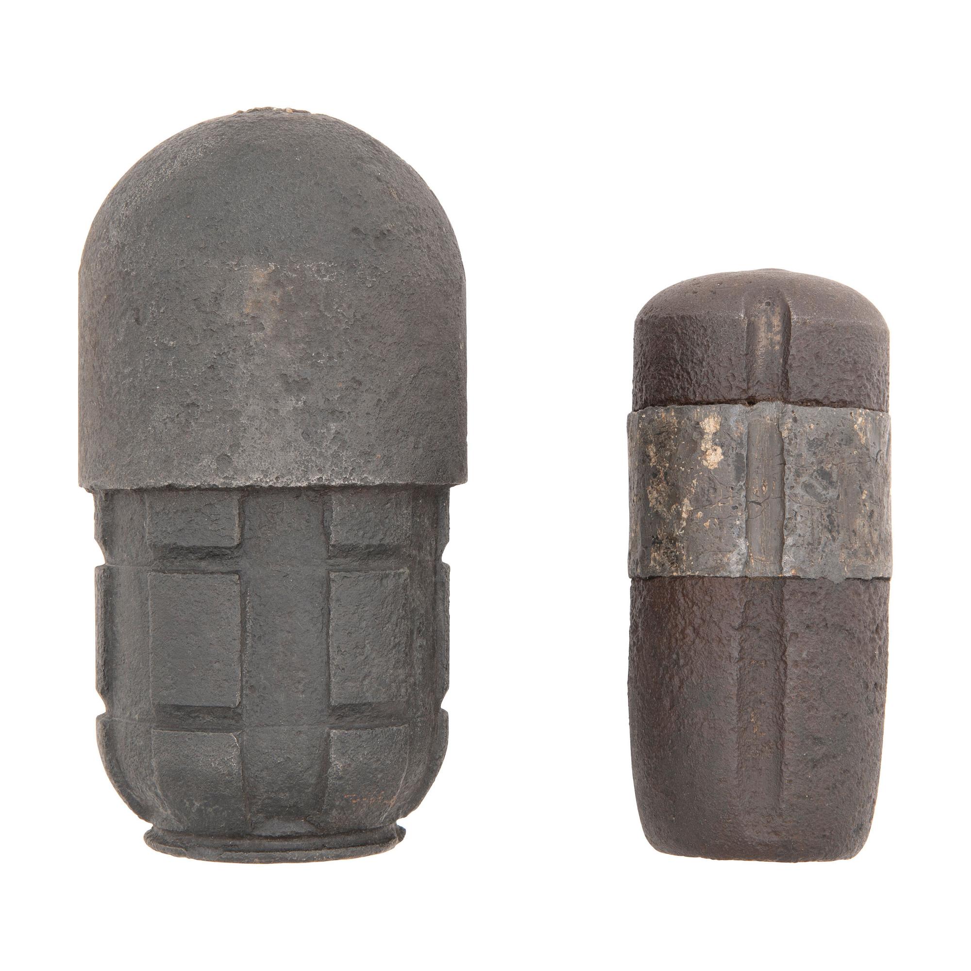 Two Excavated Civil War Artillery Shells: 4.5" Dyer & 3" Hotchkiss Case Shot