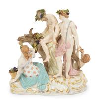 A Group of Six Meissen Porcelain Figures, including Woman with Golden Ball by Walter Schott