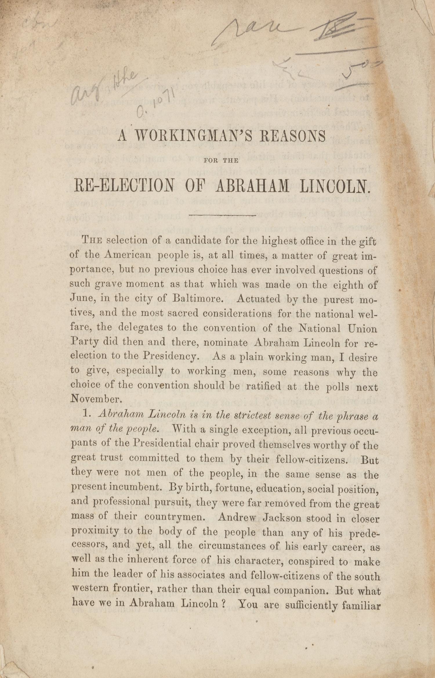 [LINCOLN - 1864 ELECTION]