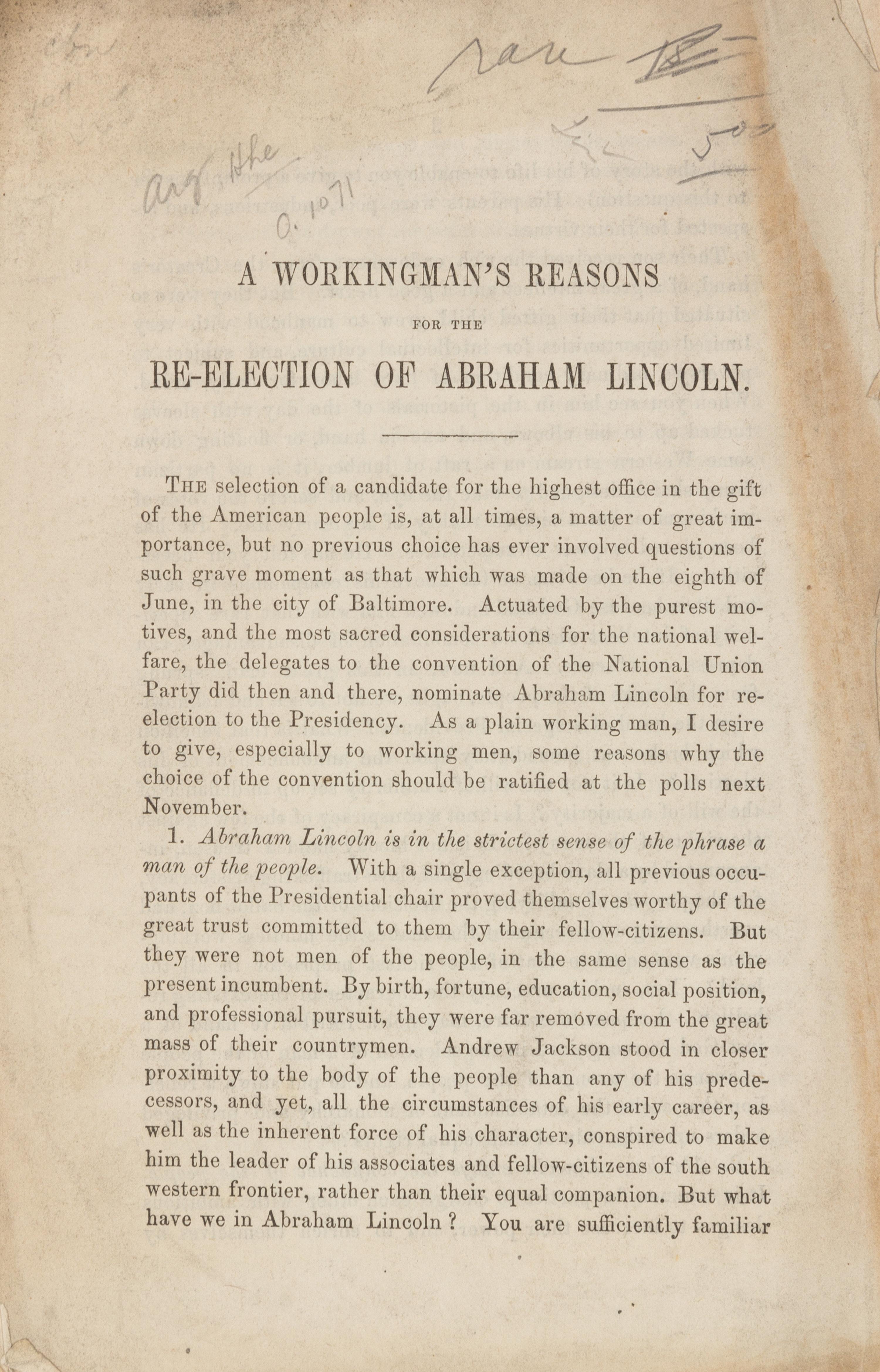 [LINCOLN - 1864 ELECTION]