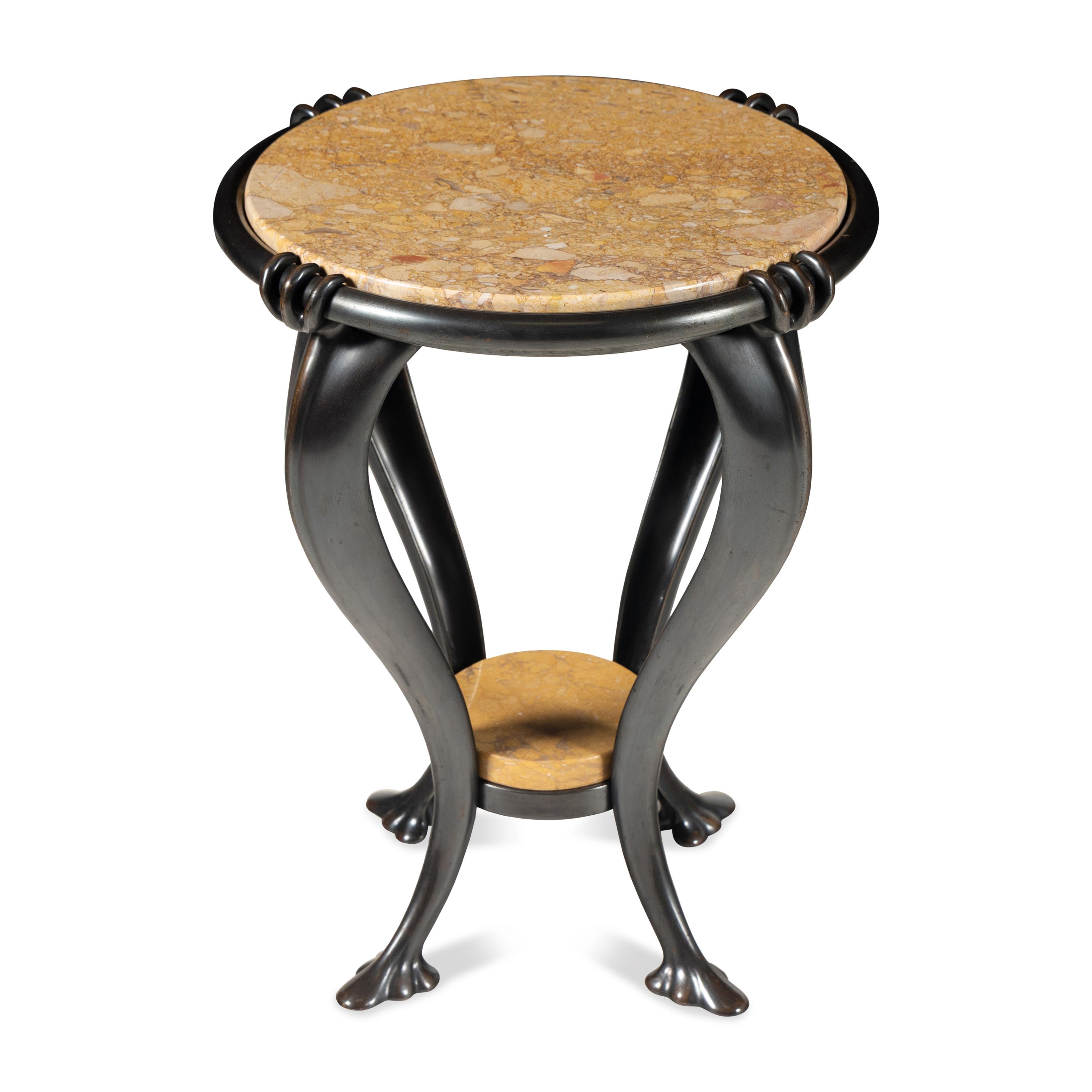 A Contemporary Bronze and Marble Side Table