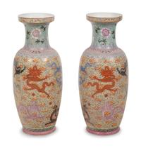 A Pair of Chinese Famille Rose Porcelain Vases