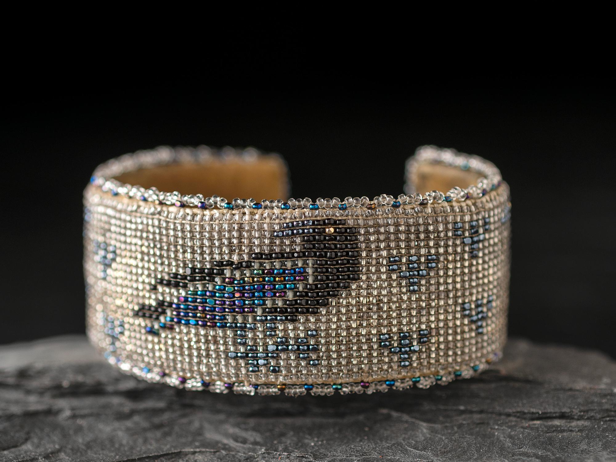 Beaded Raven Cuff Bracelet