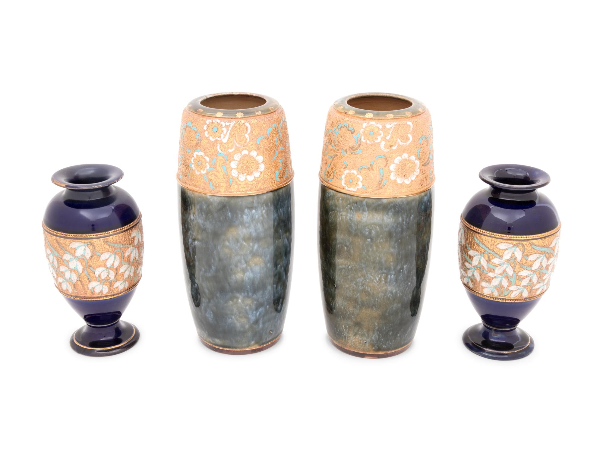 Two Pairs of Royal Doulton Stoneware Vases