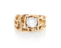 A 14 Karat Yellow Gold and Diamond Ring, 5.00 dwts.