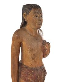A Burmese Carved Wood Temple Diety