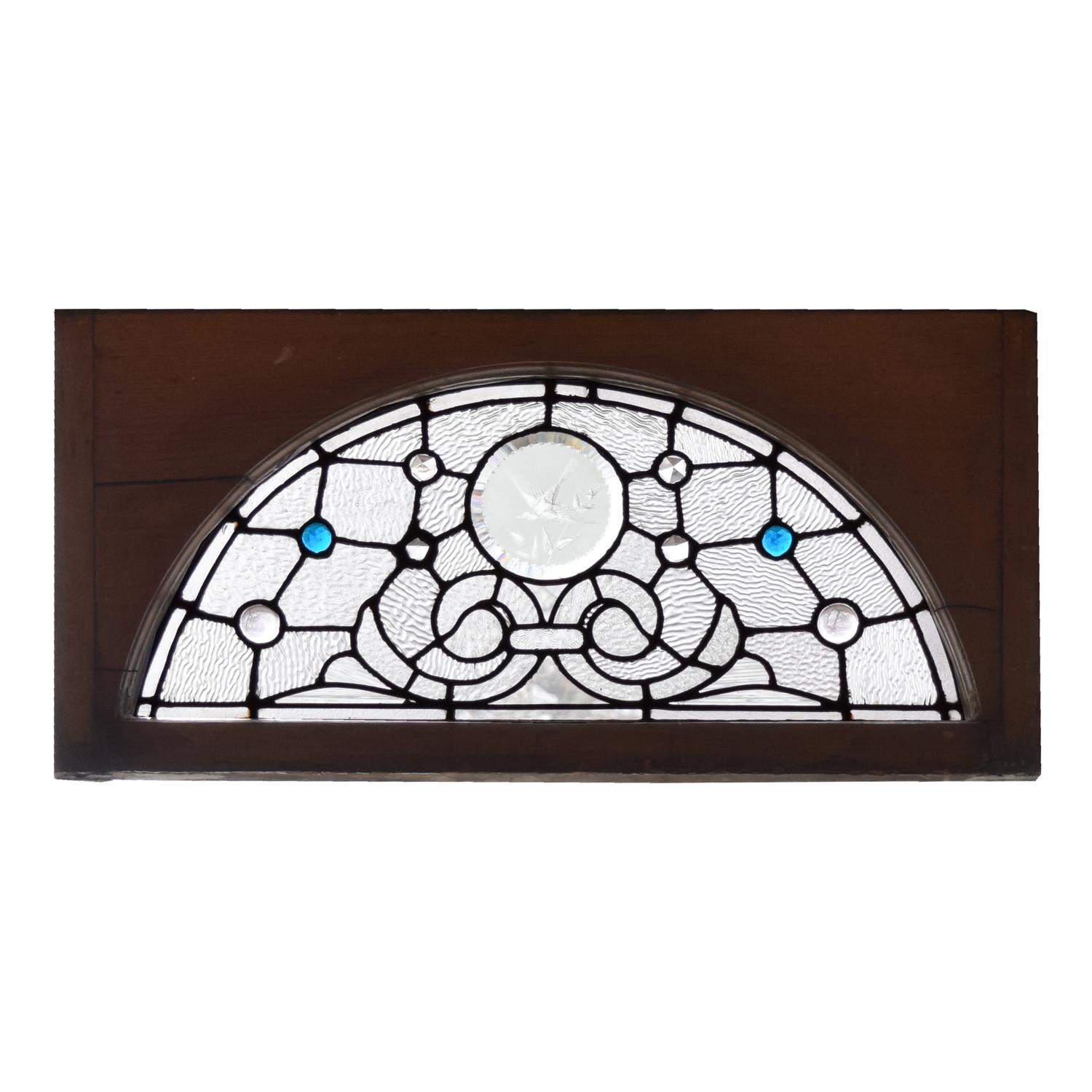 A Leaded Glass Window 24" W x 2" D x 15.5" H — United States, 19th Century