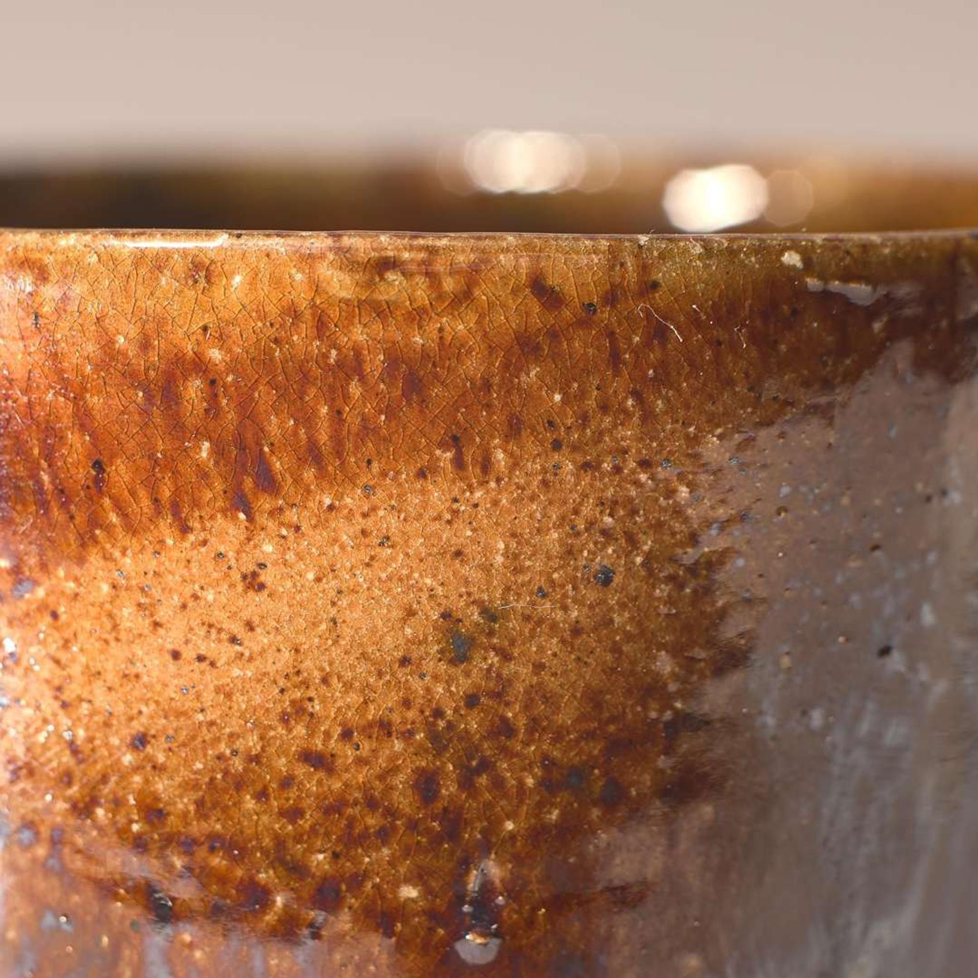 George Ohr (American, 1857-1918) Mug with Snake in Mirrored Speckled Brown with Speckled Olive Interior, Biloxi, Mississippi, USA, circa 1898-1910