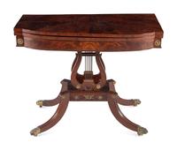 A Classical Gilt Metal Mounted Mahogany Flip-Top Table
