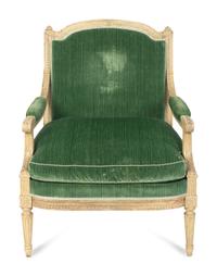 A Louis XVI Grey-Painted Fauteuil à la Reine — 19TH CENTURY