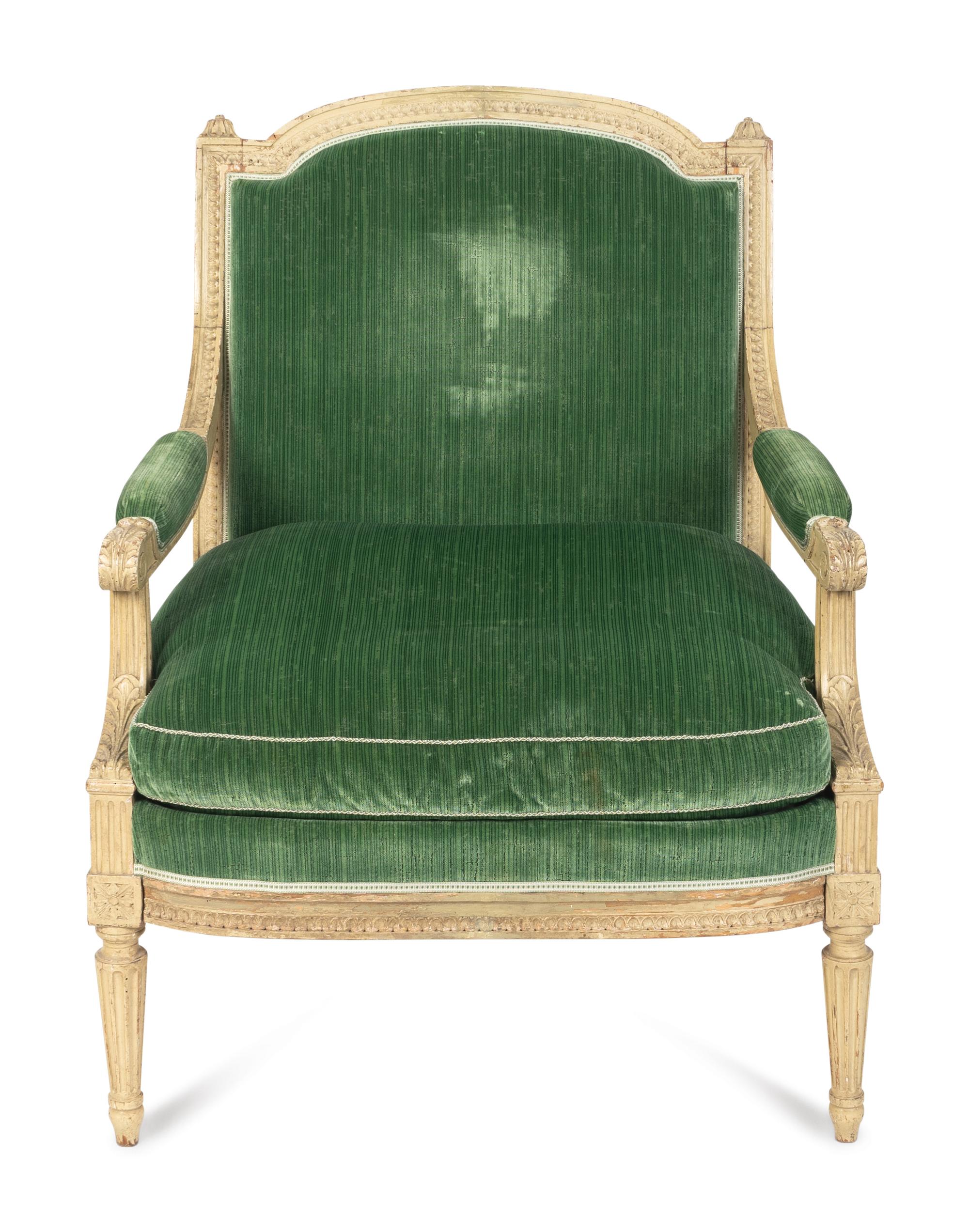 A Louis XVI Grey-Painted Fauteuil à la Reine — 19TH CENTURY