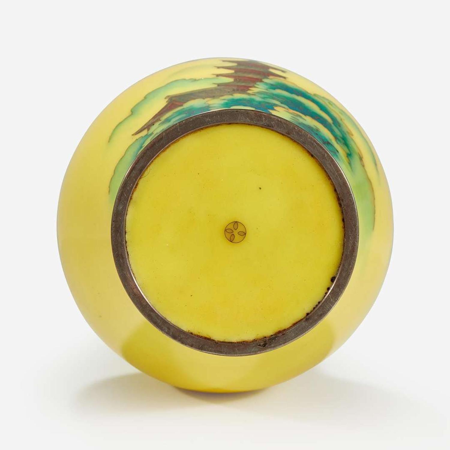 A Japanese cloisonné yellow-ground vase, Ando