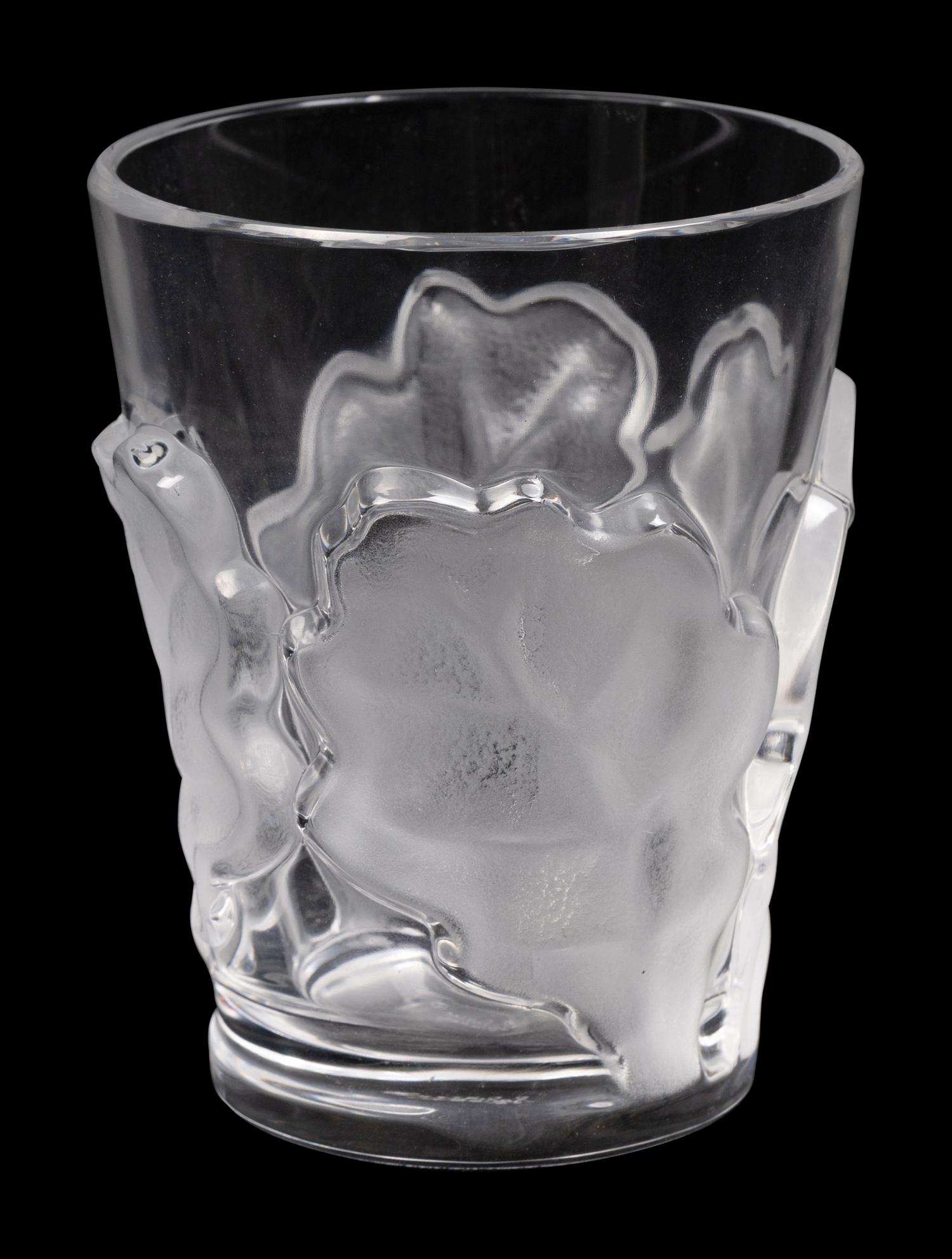 A Lalique Chene Pitcher and Eight Glasses