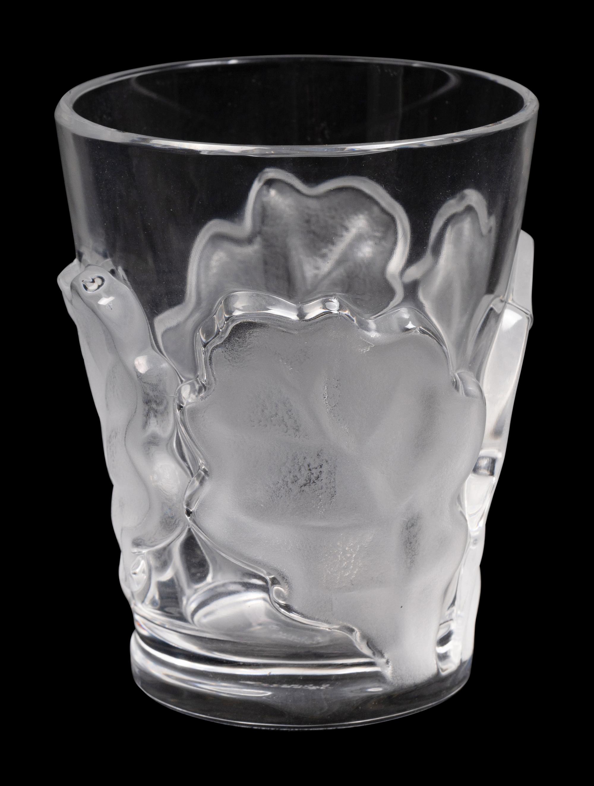 A Lalique Chene Pitcher and Eight Glasses