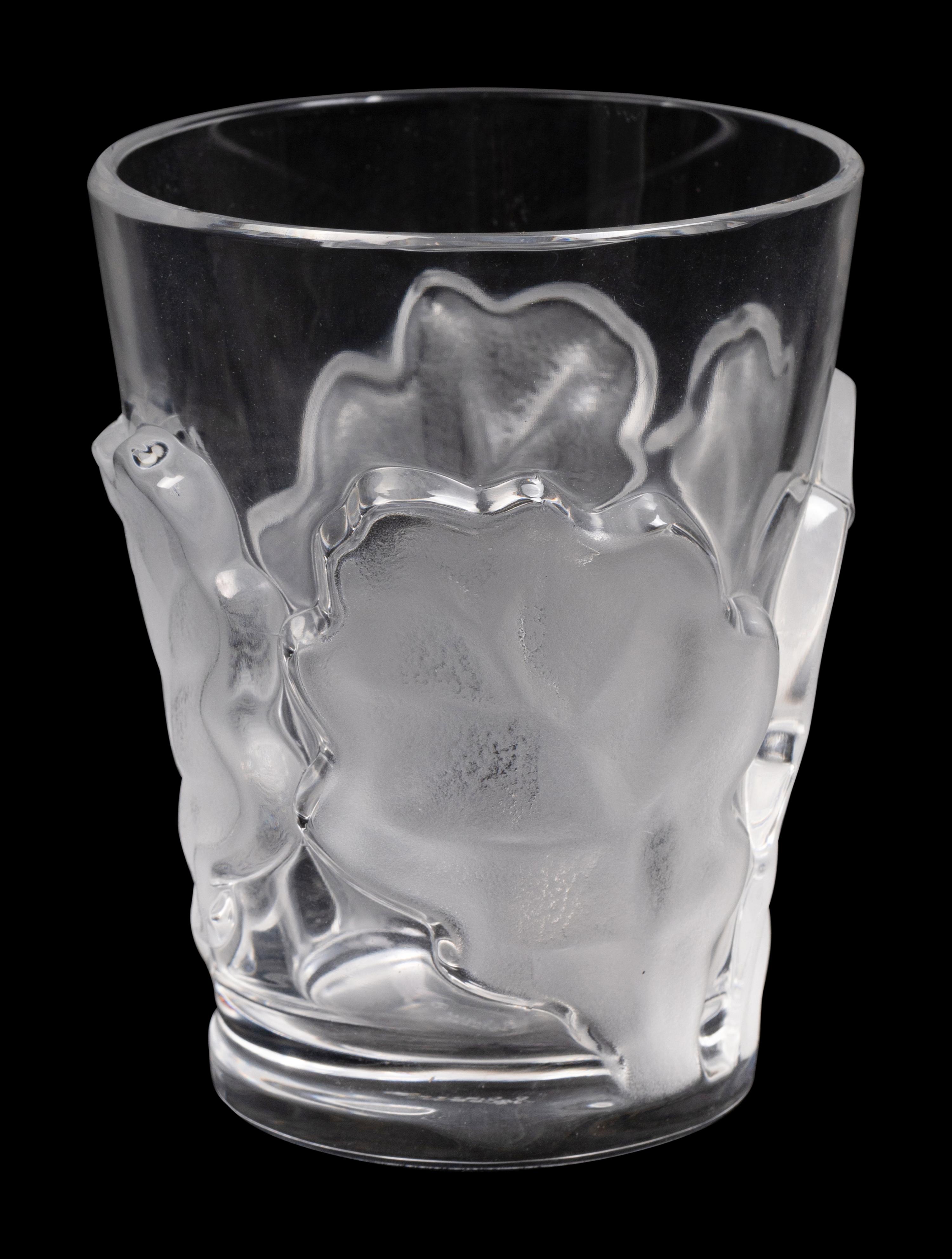 A Lalique Chene Pitcher and Eight Glasses