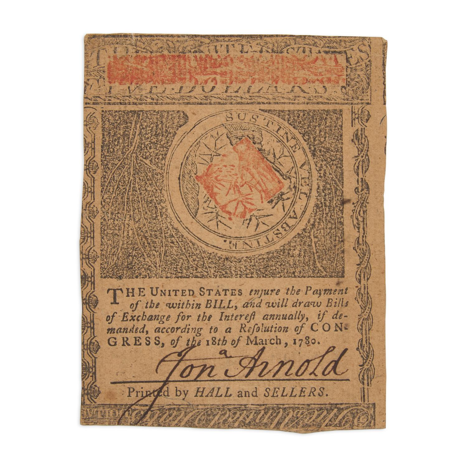 [American Revolution] Rhode Island Five-Dollar Note, Signed by a New England Physician and Statesman