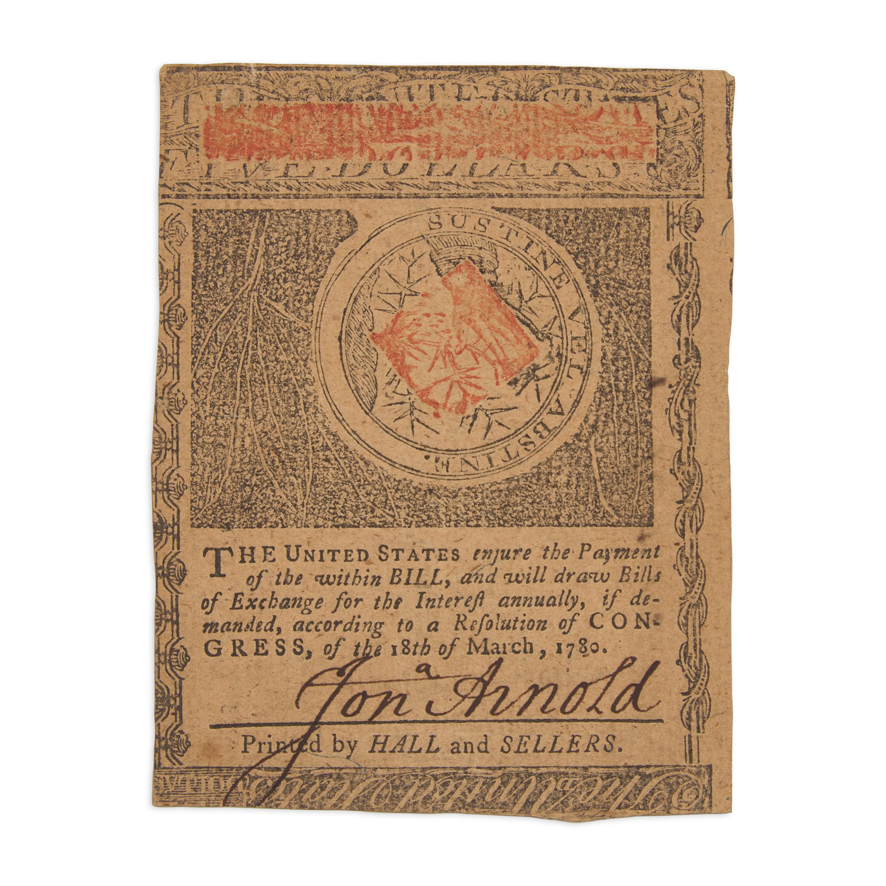 [American Revolution] Rhode Island Five-Dollar Note, Signed by a New England Physician and Statesman