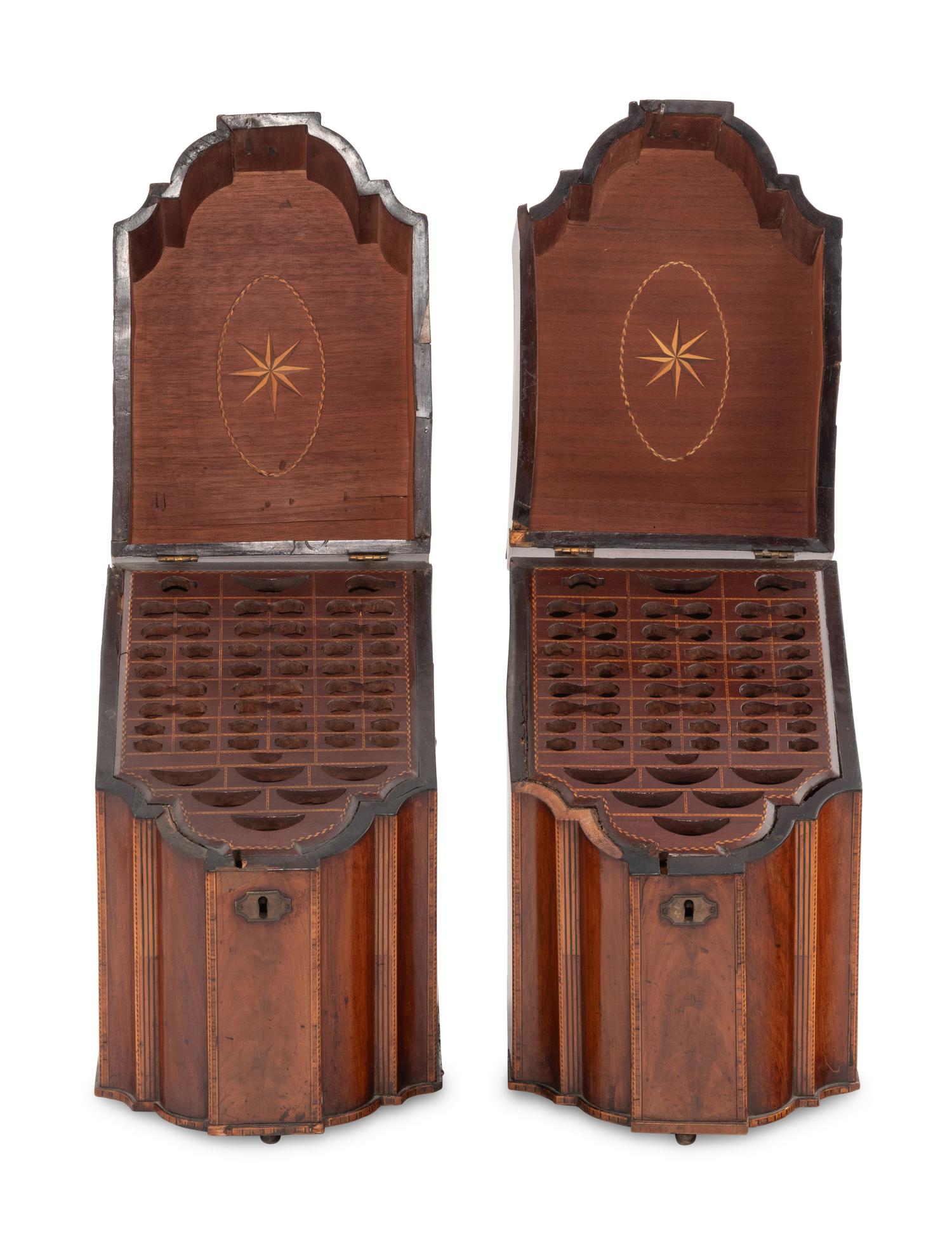 A Pair of George III Mahogany Cutlery Boxes
