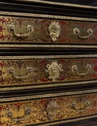 A Louis XIV Gilt Bronze Mounted Tortoise Shell and Brass Marquetry Commode in the Manner of André-Charles Boulle