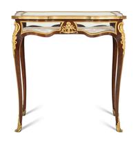 A Louis XV Style Gilt Bronze Mounted Mahogany Vitrine Table