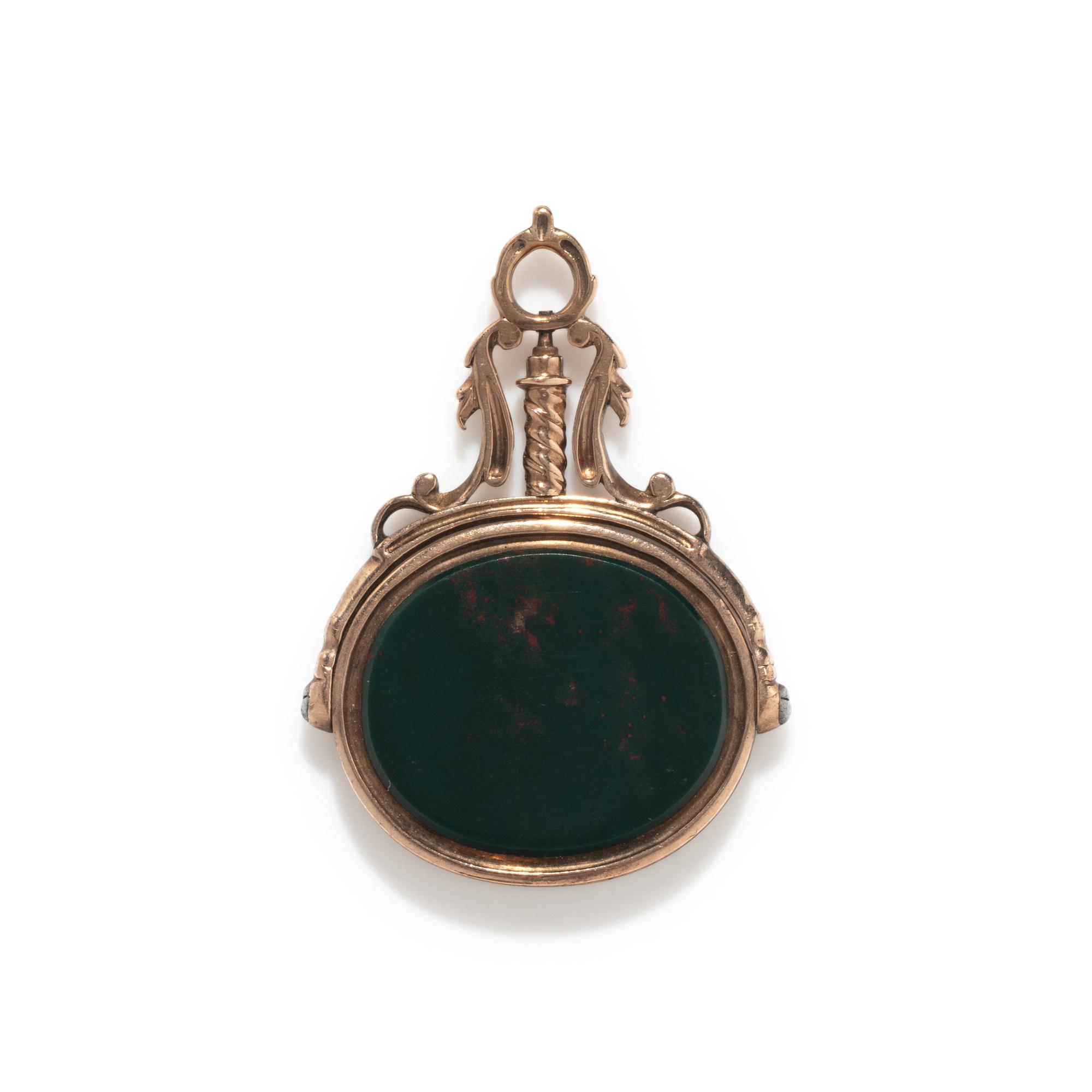 A Victorian Silver and Bloodstone Intaglio Stamp with a Fox