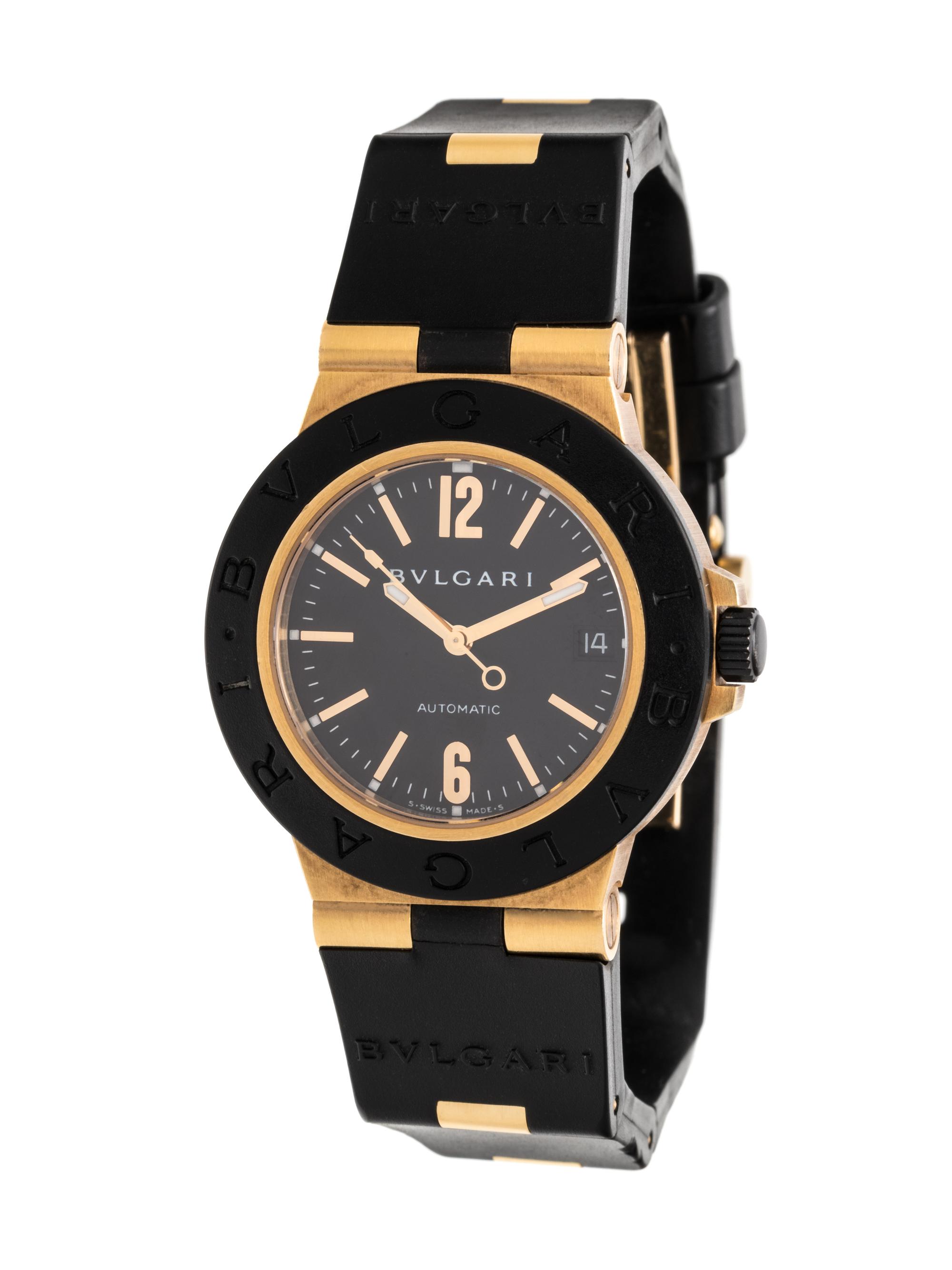 BVLGARI, 18K YELLOW GOLD, TITANIUM AND RUBBER REF. AL 38 G 'DIAGONO' WRISTWATCH