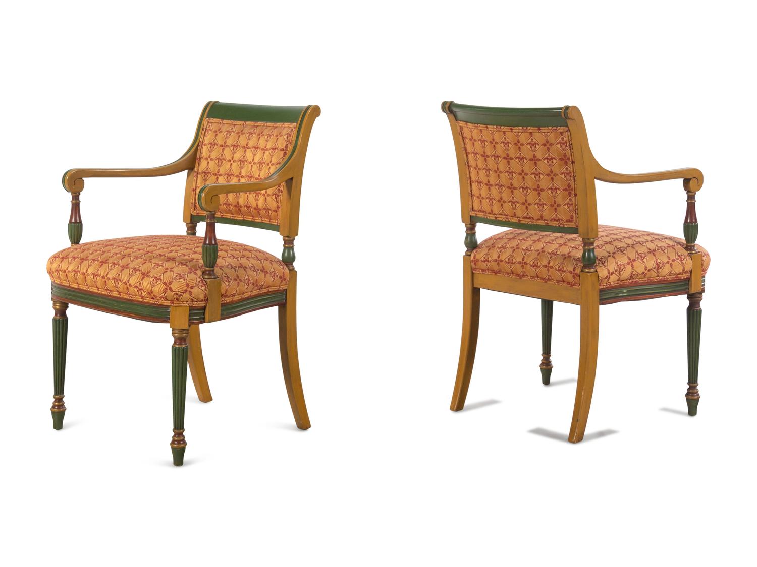 A Pair of Neoclassical Style Painted Armchairs