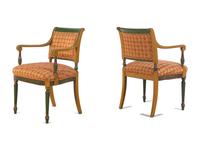 A Pair of Neoclassical Style Painted Armchairs