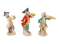 Six Meissen Porcelain Monkey Musicians