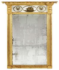 Large Federal-style giltwood and eglomisé mirror late 19th century